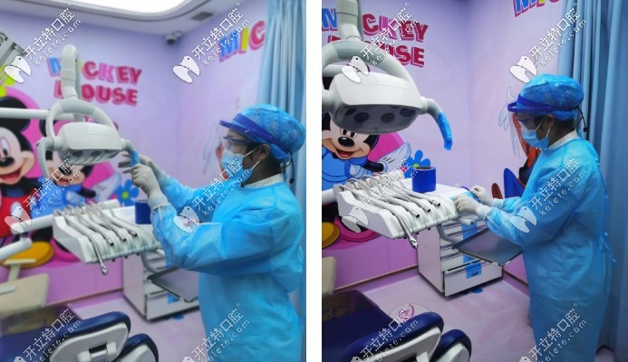 醫(yī)生在設備上張貼一次性隔離膜